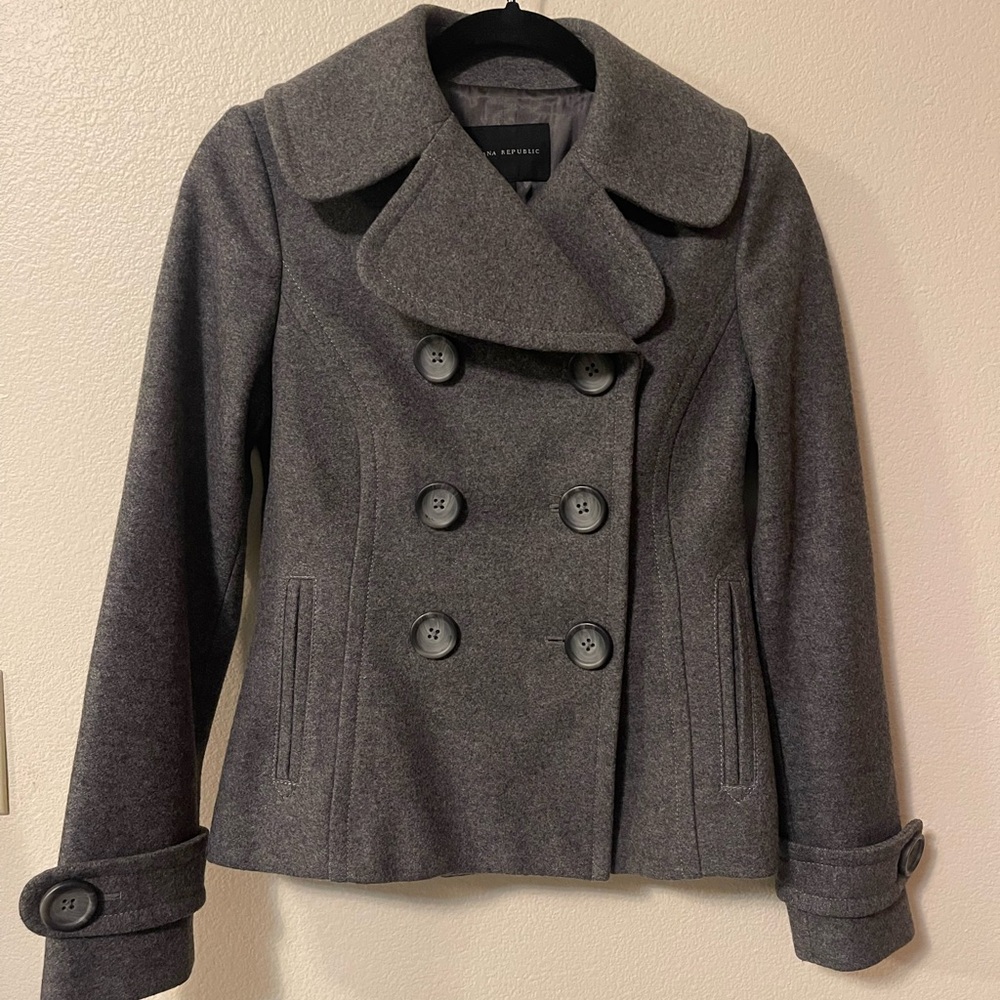 Banana Republic Charcoal Double-Breasted Peacoat